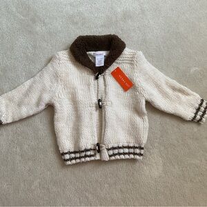 Joe Fresh Cream and Brown Knit Toggle Jacket